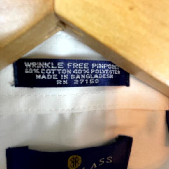 Cotton Bill Blass Wright Group Wrinkle Free Shirt Mens XL White Logo Button Down - Picture 8 of 9
